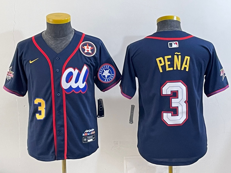 Youth 2025 Houston Astros #3 Pena Drak Blue All star Nike MLB Jersey style 004->youth mlb jersey->Youth Jersey